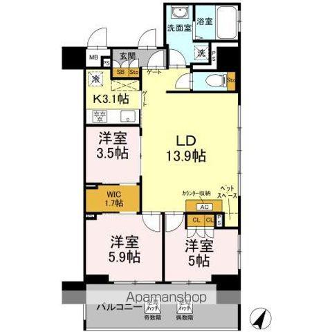 リーラ横浜川和町(3LDK/7階)の間取り写真