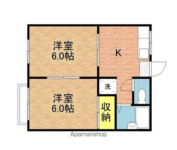 飯坂ハイツ(2K/1階)の間取り写真