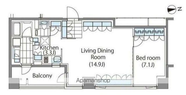 コンフォリア新宿イーストサイドタワーANNEX(1LDK/3階)の間取り写真