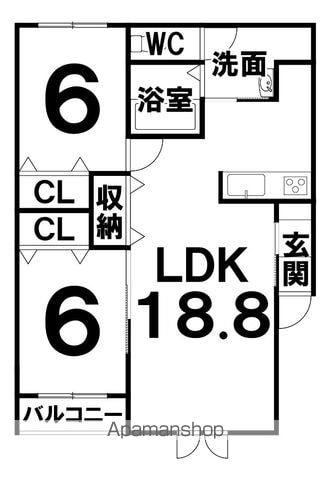 札内中央町MS(2LDK/2階)の間取り写真