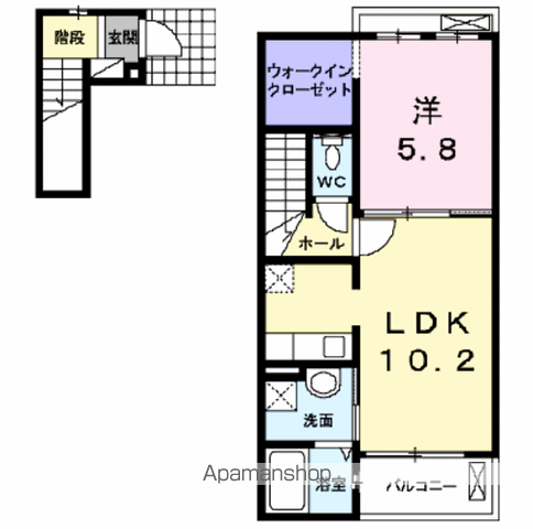グットプレイスⅡ(1LDK/2階)の間取り写真