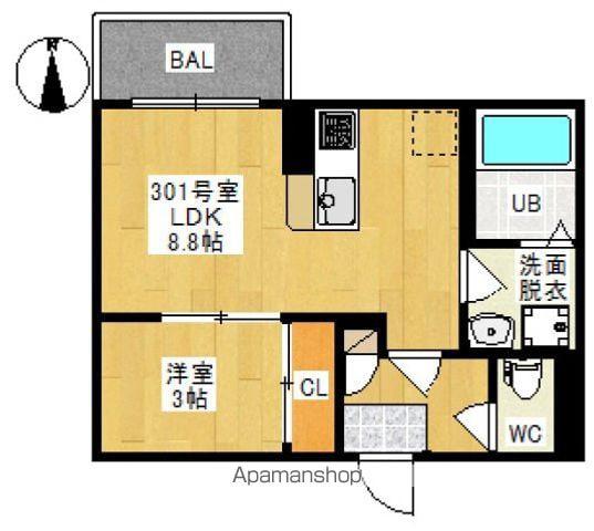 REGALEST 門田屋敷Ⅱ(1LDK/3階)の間取り写真