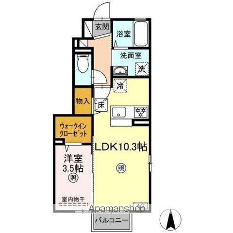 東北本線 福島駅(福島) バス乗車時間:15分 大森本町・信夫支所入口バス停で下車 徒歩6分 2階建 築10年(1LDK/1階)の間取り写真