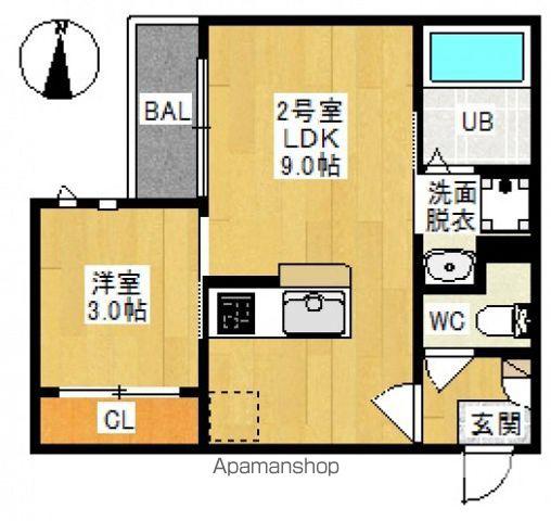 GRANDTIC FLEURIR 西崎グランティックフルリール(1LDK/1階)の間取り写真