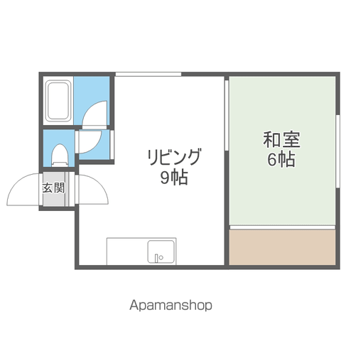 北峰ハイツ(1LDK/2階)の間取り写真