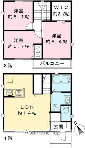中央本線 勝川駅(JR) 徒歩14分 2階建 築3年(3LDK)の間取り写真