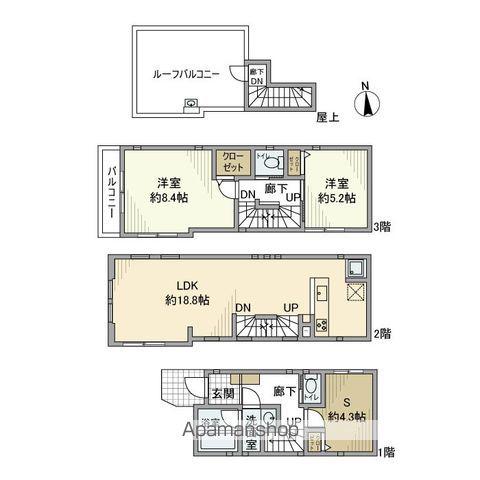 東京地下鉄東西線 神楽坂駅 徒歩7分 3階建 築11年(2SLDK)の間取り写真