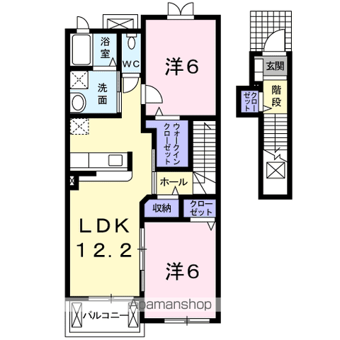 ハイジー ミヤタ Ⅰ(2LDK/2階)の間取り写真