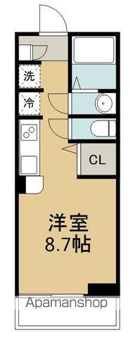 クリスタルブルー(ワンルーム/2階)の間取り写真