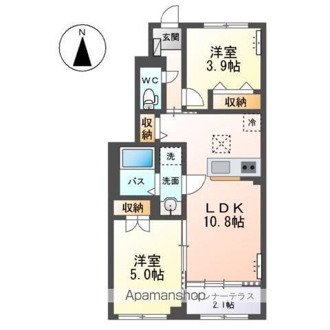 笹谷字古屋前アパート(2LDK/1階)の間取り写真