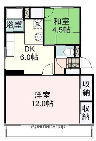 コーポ大坪(2DK/1階)の間取り写真