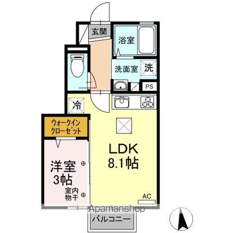 シュペール小原田(1LDK/1階)の間取り写真