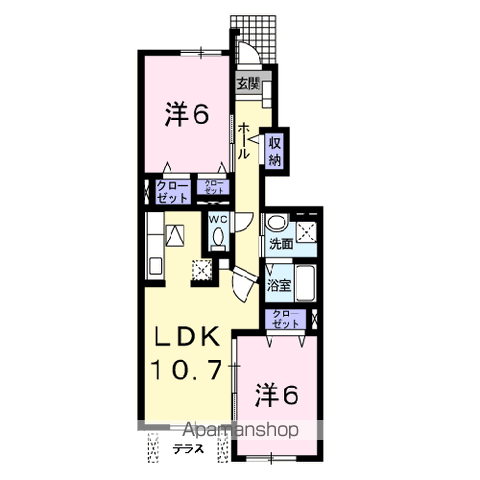 シュティルデーア(2LDK/1階)の間取り写真