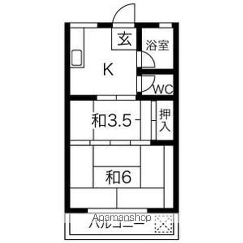 マツヤハイツ(2K/3階)の間取り写真