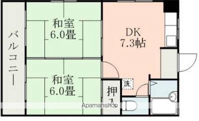 ホワイトキャッスル田崎(2DK/6階)の間取り写真