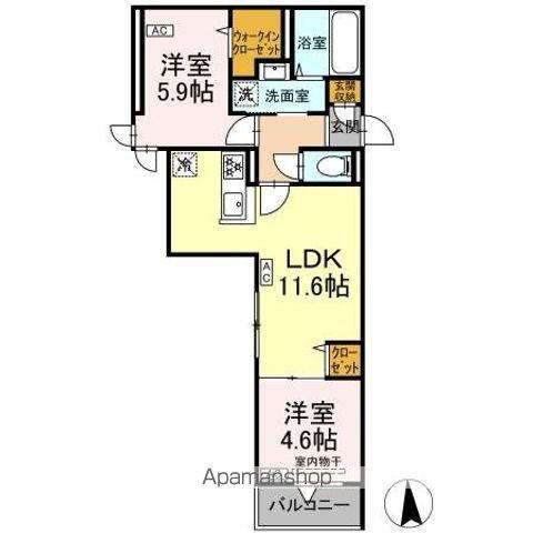 足立区六町2丁目PJⅡ(2LDK/2階)の間取り写真