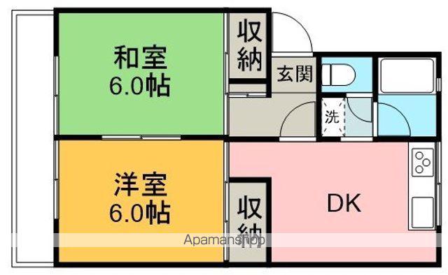 パルコーポ渡辺(2DK/2階)の間取り写真