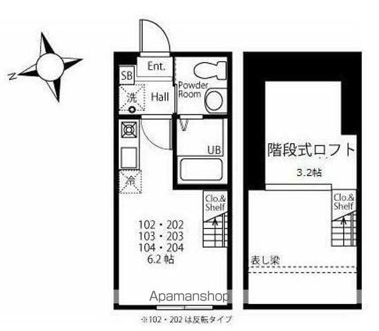 ハーミットクラブハウス境之谷ⅡA棟(ワンルーム/2階)の間取り写真