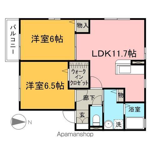 ボヌール(2LDK/2階)の間取り写真