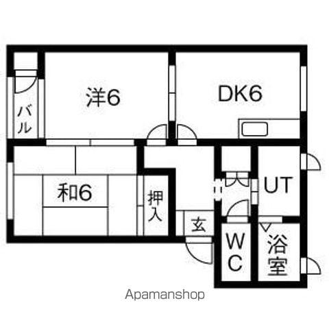 フラワーパーク III棟(2DK/1階)の間取り写真