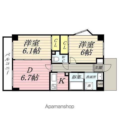 ツインプラザ幸(2DK/2階)の間取り写真