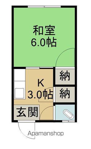 旭荘(1K/2階)の間取り写真