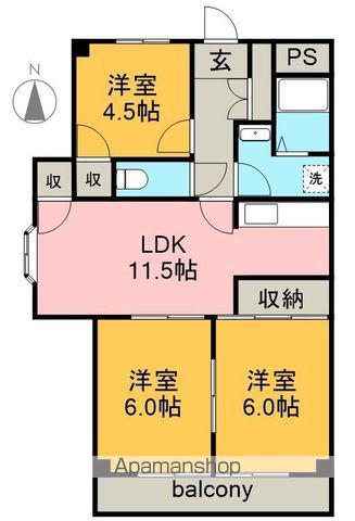 グランドヒルズ貝沼(3LDK/3階)の間取り写真