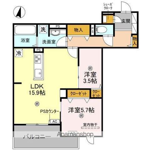 TORISIA REVE(2LDK/2階)の間取り写真