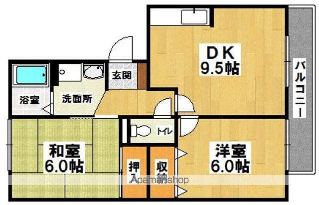 パークハウス1番館(2DK/2階)の間取り写真