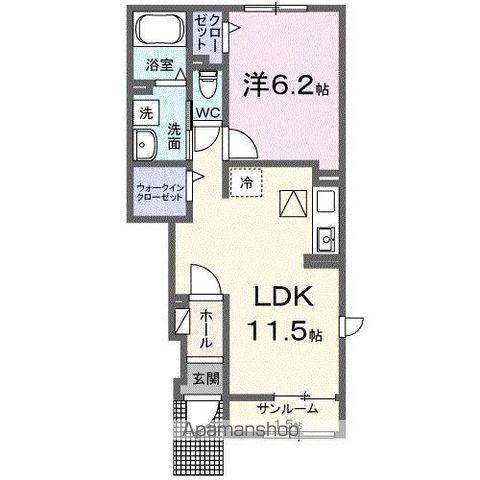 ル・ボヌール三木Ⅶ(1LDK/1階)の間取り写真