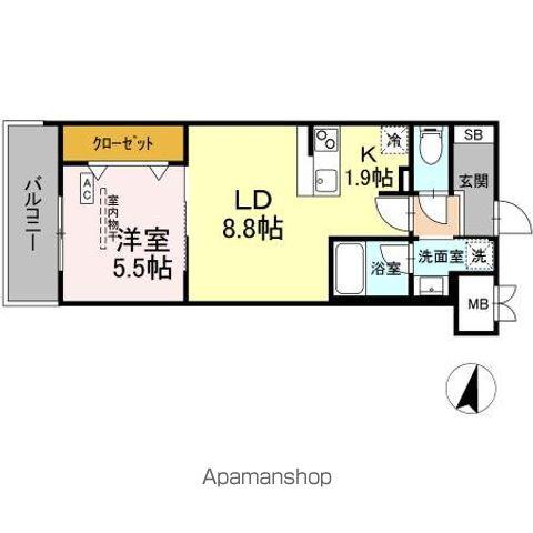 BULL HOUSE(1LDK/7階)の間取り写真