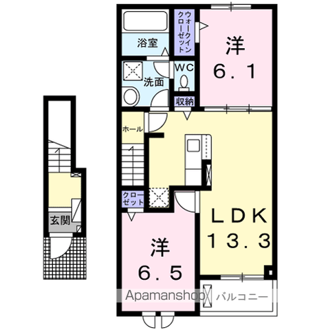 ナイス ハッシー Ⅰ(2LDK/2階)の間取り写真