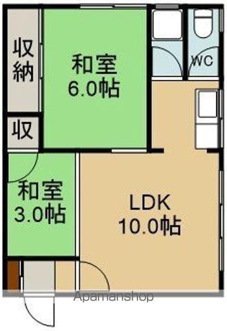 多田アパート(2LDK/2階)の間取り写真