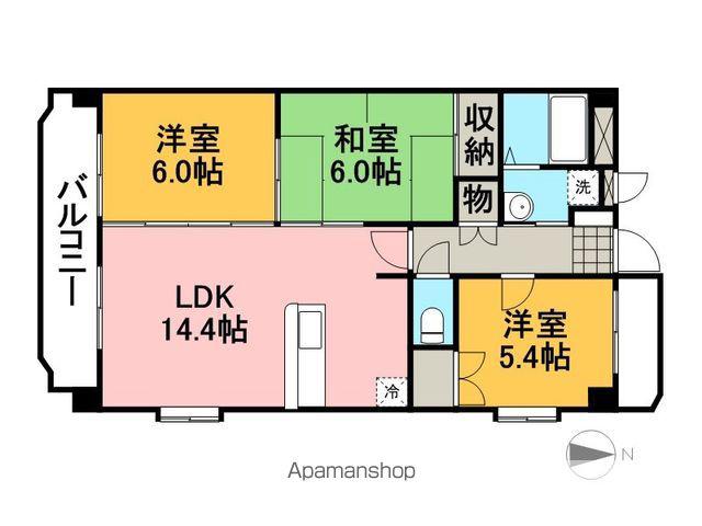 メゾンドユー(3LDK/2階)の間取り写真