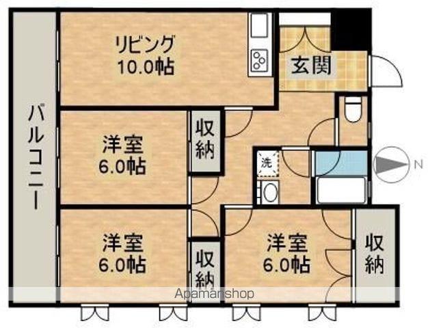 ザ・ゴールデンラビット(3LDK/3階)の間取り写真