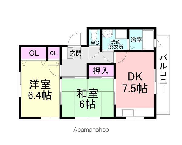 サウス武庫之荘(2DK/1階)の間取り写真