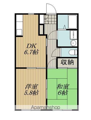 アヴニールエイト(2DK/2階)の間取り写真