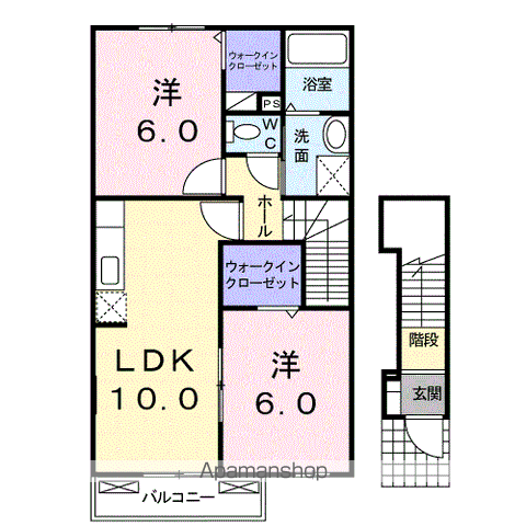 ヴァルトエルンテA棟(2LDK/2階)の間取り写真
