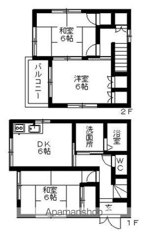 福塩線 備後本庄駅 徒歩15分 2階建 築26年(3DK)の間取り写真