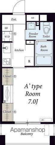 リブリ・柏中央(1K/6階)の間取り写真