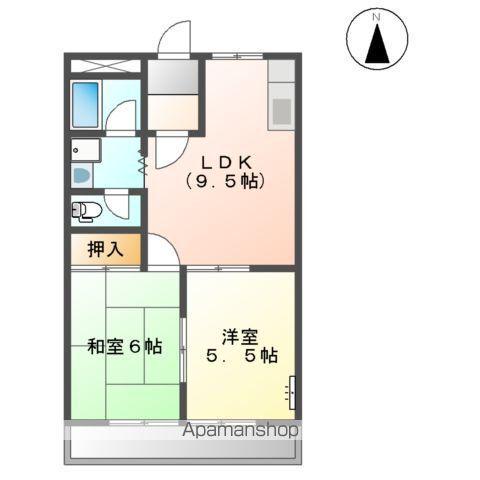 ツインハイムミサト(2DK/1階)の間取り写真