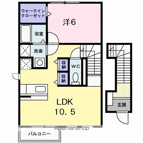 ネムス C(1LDK/2階)の間取り写真