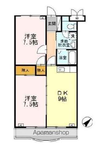 ソレアード(2DK/2階)の間取り写真