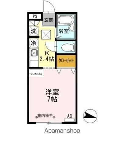 パセオ並木(1K/1階)の間取り写真