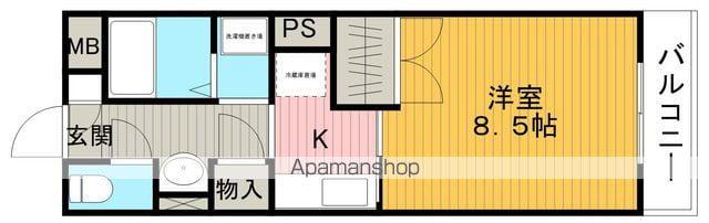 フォーシーズンズ緑地(1K/1階)の間取り写真