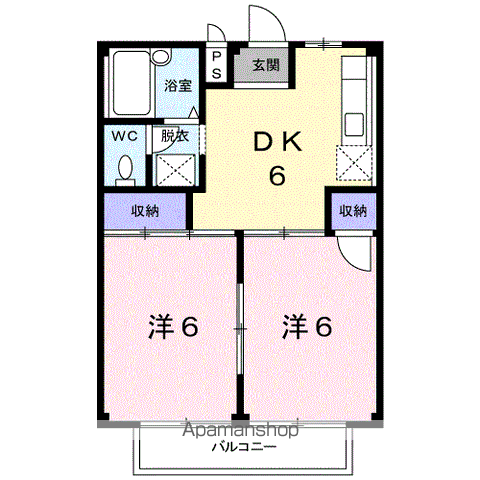 リバーサイド小川B(2DK/2階)の間取り写真