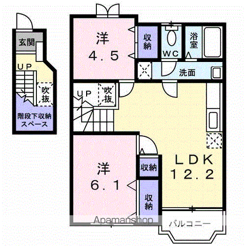 ベルデュール白羽C(2LDK/2階)の間取り写真