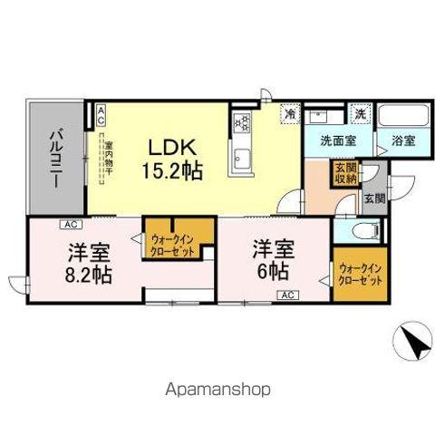 マリポーサ高畑B(2LDK/3階)の間取り写真