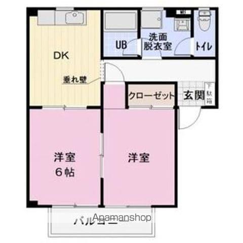 大糸線 安曇沓掛駅 徒歩60分 2階建 築30年(2DK/1階)の間取り写真