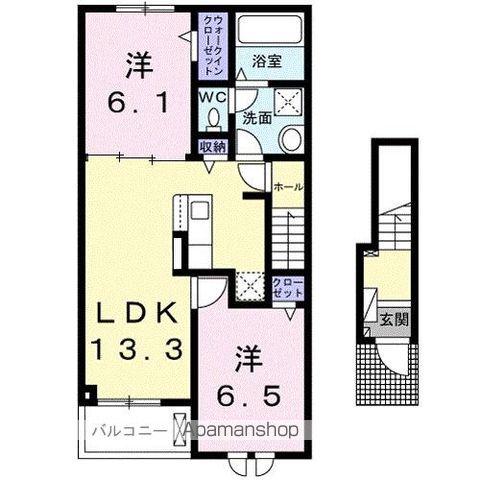 ベルエア木太A(2LDK/2階)の間取り写真